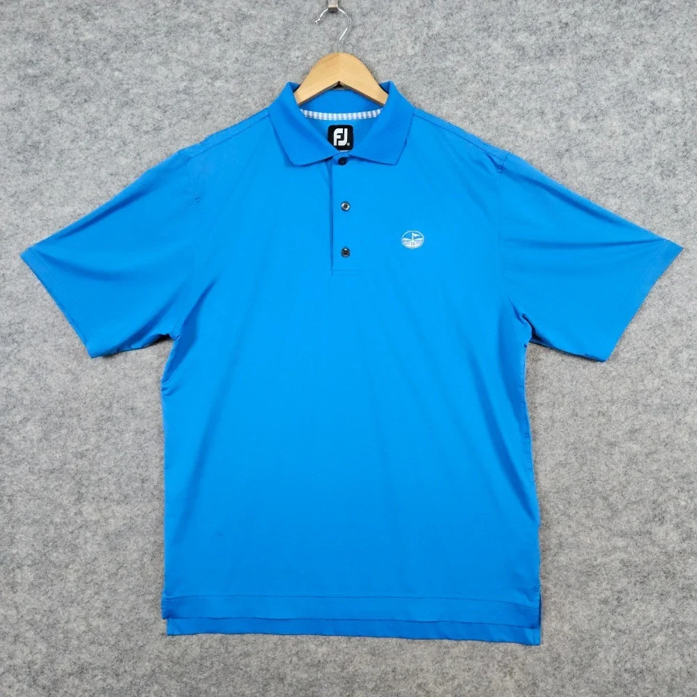 FootJoy Men's‎ Blue Golf Polo Shirt Size M Polyester/Spandex Embroidered PINHOLE